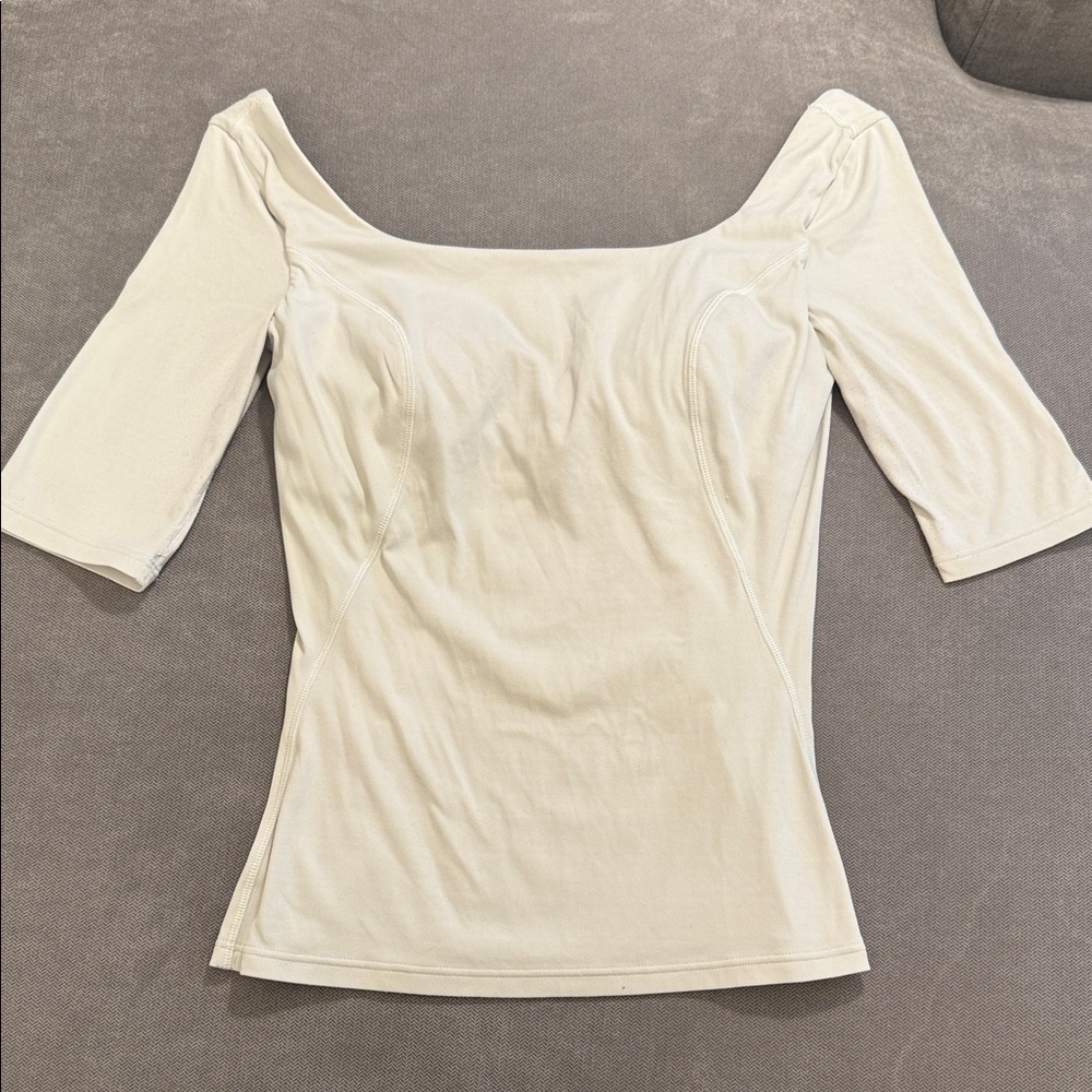 lululemon athletica Cream Off-Shoulder Short Sleeve Top